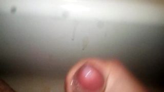 Cumshot solo in bathroom