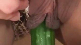 Bored Asian housewife of my buddy has fun with vegetables