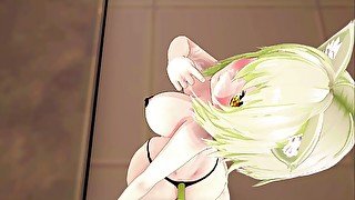 Nekomata Okayu hentai dance do it - Akazukin09 - Blonde hair color edit Smixix