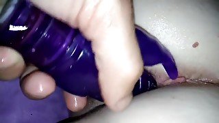 Oiling up, Fingering my girls pussy, fucking her with dildo!