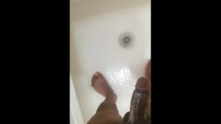 Quick jerk off in hotel shower