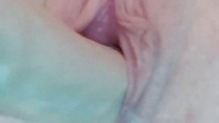 Close up creamy shaved pussy penetration