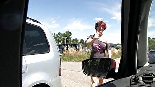 Cum in public - car park