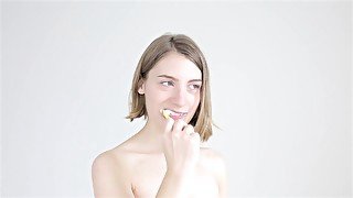 Slutty girl gets mouthfucked with a toothbrush