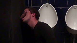 Fucked in glory hole sin pubic bathroom