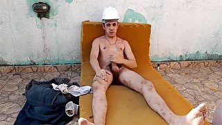 Brazilian Guy Jerk Off On Terrace After