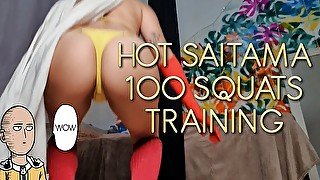 HOT SAITAMA COSPLAY - 1 Punch Man 100 Squats Training!