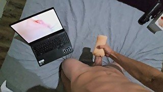 Reacting to Lina Moore videos with a big dick and my toys cuming