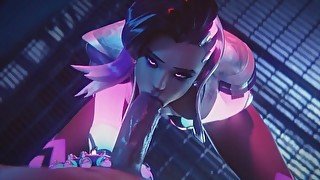 Sombra Struggles To Suck Huge Dick