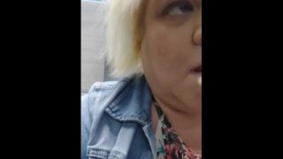 Bbw slut films foot play in work bathroom