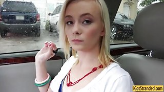 Skinny teen Maddy Rose fucked and cum facialed in the car