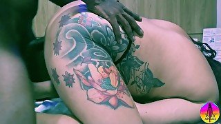 Paty Angel &amp; Latrel - Mexican Woman With A Tattooed Ass Getting Milk In Her Pussy