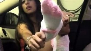 Hot brunette enjoys foot fetish sex