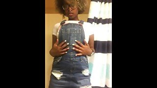 EBONY COUNTRY BABE STRIP-TEASE + MASTURBATION