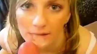 homemade, stunning blonde swallows every drop