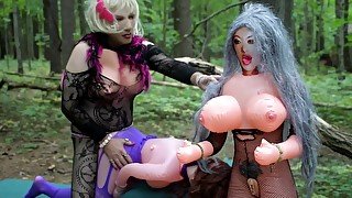 sissy erotic all day outdoor play with 2 sweet blowup doll babes 12