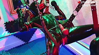 Rubber Gimp In The Sling With Cbt And Anal Play Made To Cum With Post Orgasm Torment