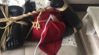 Latex bondage kigurumi vibrating