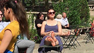 Voyeur Spots Gorgeous Brunette In Public And Her Yummy Candid Feet