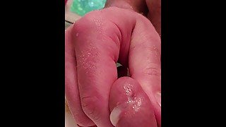 Quick masturbation with lots of cum