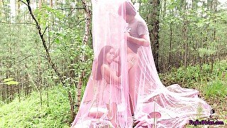 Babe blowjob dick and doggystyle outdoor in the tent