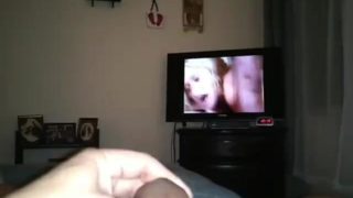 MochaCoca watching porn cums on his stomach and eats it