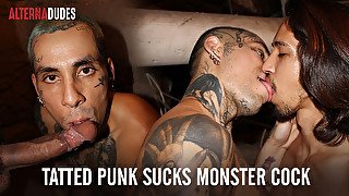 Tatted Punk Sucks Monster Cock