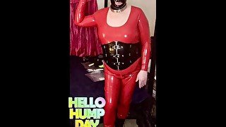 Aussie syn rubber cathood Red rubber catsuit