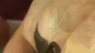 Plump bitch takes two cocks POV