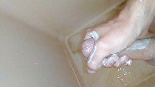 Big white cock shower part 2 cum shot