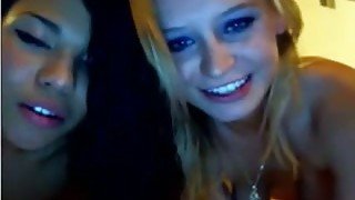 Two gorgeous amateur chicks suck my buddy's cock in front of a webcam