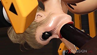 Horny blonde in restraints fucked hard by black