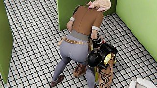 Fortnite Penny cosplay fucked in bathroom toilet Facefuck, Doggy, Thighjob, BJ, Cumshot