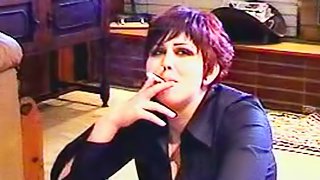 Goth girls smoking in fetish video