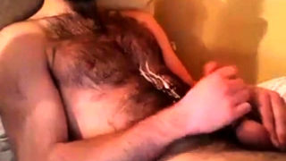 Hairy chest covered in cum