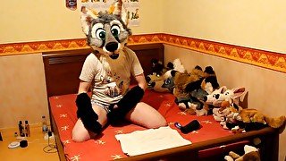 Cute fox having private fun with Bolt plushie and a fleshlight