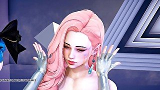 [MMD] PRODUCE48 - RUMOR Nude Kpop Dance Seraphine Gwen Caitlyn League of Legends