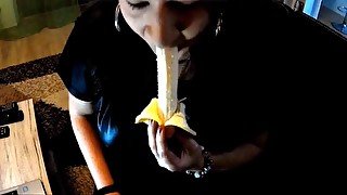 Wet kitty cat - banana seduction