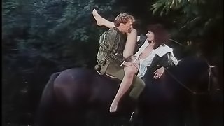 Naughty couple having wild sex right on a horse!