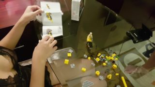 Sexy Asian girl play with Lego