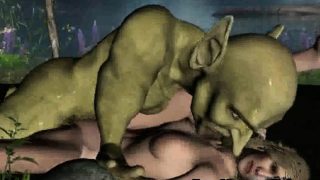 Foxy 3D blonde gets fucked outdoors by a goblin