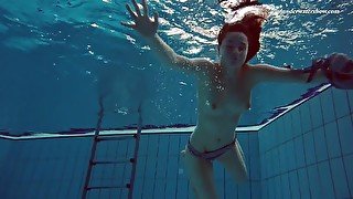 Big Tits Teenie Liza Bubarek Swimming Naked In The Pool