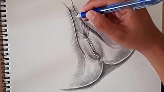 ROUGH PUSSY TREATMENT,A beautiful flower drawing female figure HD Porn, Hardcore,