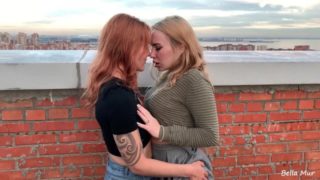 Girlfriends having sex on the roof