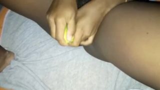 Ebony Thot Deep Fucking Big Cucumber Cock Dildo