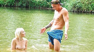 Astonishing outdoor sex in the water with a blonde Lovita Fate