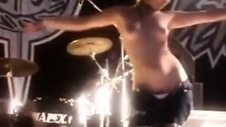 sexy girls flashing public nude rock concert striptease