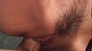 Skinny Japanese harlow Mao Saito rides hard cock with asshole