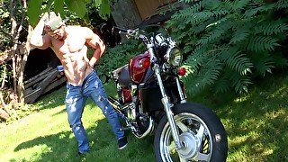 Maskurbate Hunky Biker Jerks Dick Outside