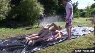 Hot gay outdoor and anal cumshot